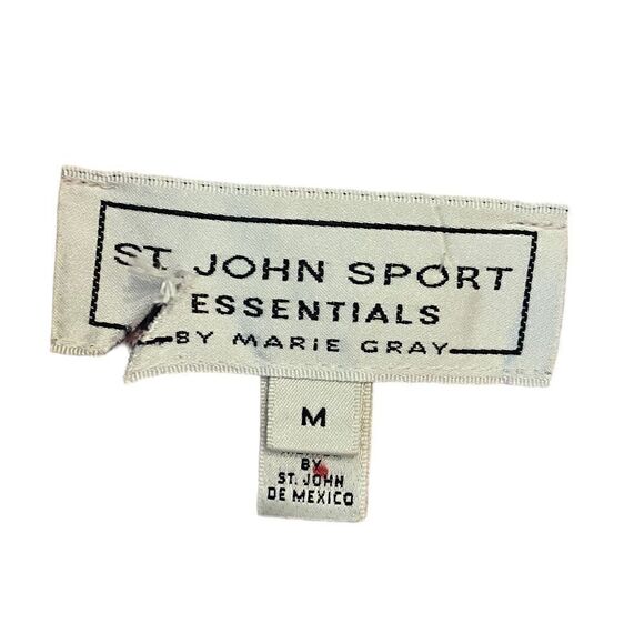 St. John By Marie Gray Sz M Soft Pink Wool Blend Logo Knit Resortwear Jacket - Picture 7 of 9